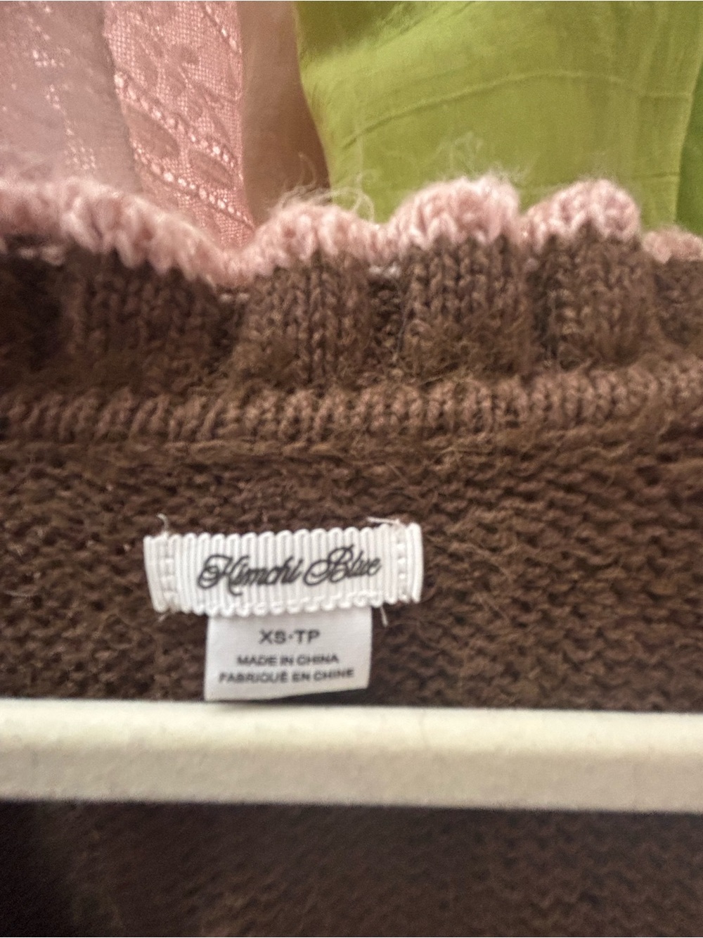 Urban Outfitters Kimchi Blue Brown Knit Cardigan with Pink & Green Floral Trim - Picture 3 of 8